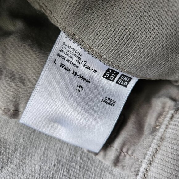 Uniqlo Beige Corduroy drawstring men's pants size L - Picture 3 of 7